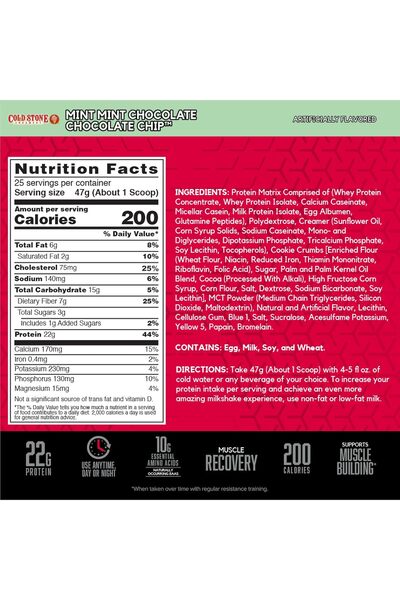 BSN Syntha-6 Whey Protein Powder, Cold Stone Creamery Mint Chocolate Chip, 25 Servings