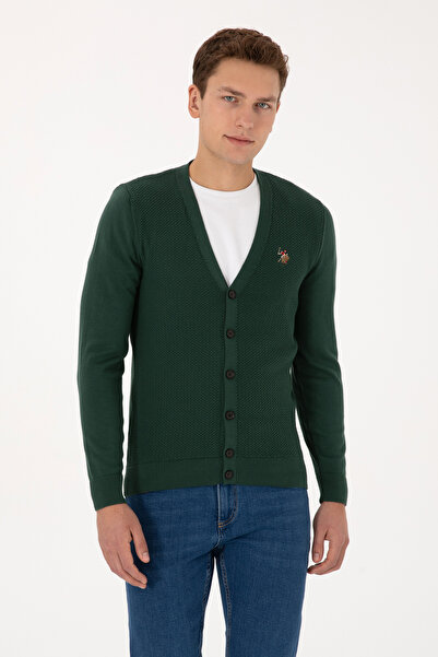 U.S. Polo Assn. Men's Dark Green Basic Knitwear Cardigan 50307952-Vr079