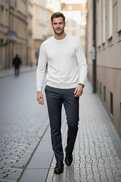 NAZEF Slim Fit Crew Neck 30% Cotton Men's Casual Sweater