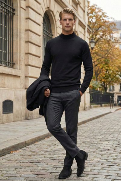 NAZEF Slim Fit Half Fisherman 30% Cotton Men's Casual Knitwear Sweater