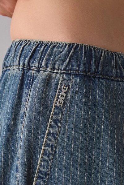 september island Ruth Striped Smoky Blue Oversized Thick Fabric Waist Adjustable Pants