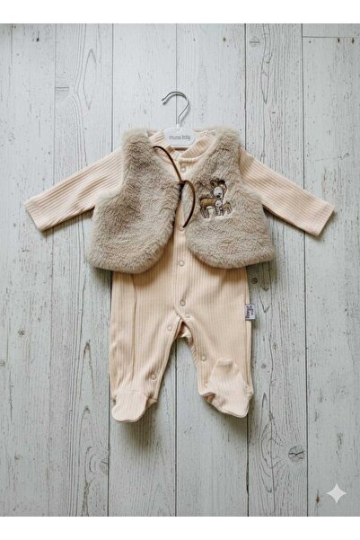 H&C STYLİNG PELUŞ YELEKLİ CEYLAN BASKILI TULUM