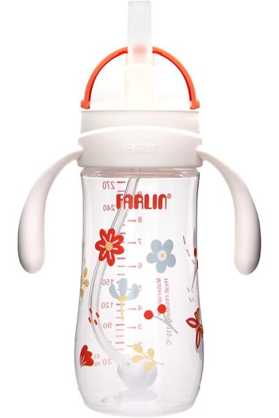 FARLİN Drinking Cup 270mL BPA-Free Spill-Proof Sipper with Silicone Straw & Removable Handle