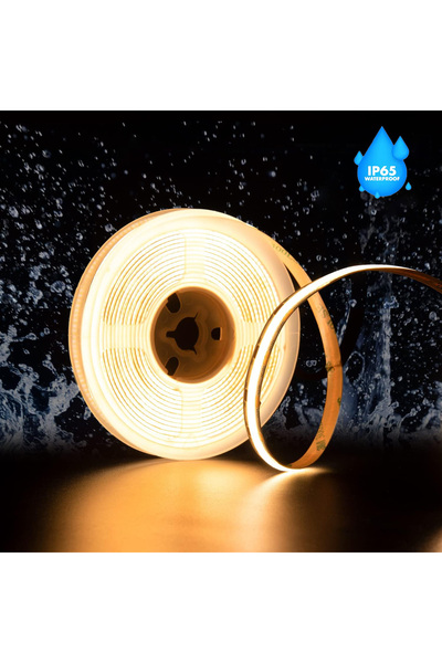 LEDIGANT Banda LED COB 12V, 528 LED/m, Lumina Alb-Calda, Exterior IP65, 10mm, Rola 5 metri