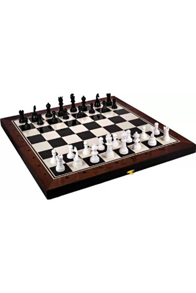 Tessari Backgammon & Chess Wooden Game with Black Pieces & Pawns 47.5 x 50 cm