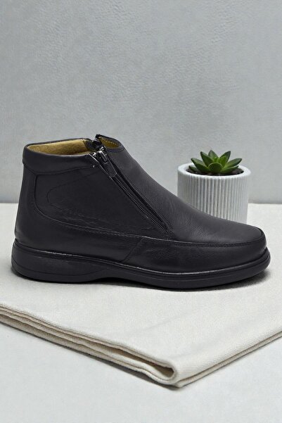 ISPARTALILAR 5499 Genuine Leather Men's Boat Shoes Orthopedic Sole Double Zipper Leather Men's Boots