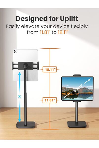 tounee Portable Monitor & Tablet Holder Stand, Height Adjustable, Black