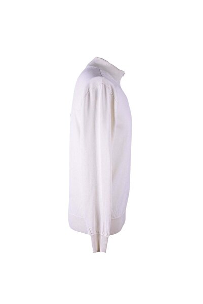 trender Half Zipper Cream Men's Sweater Alp01