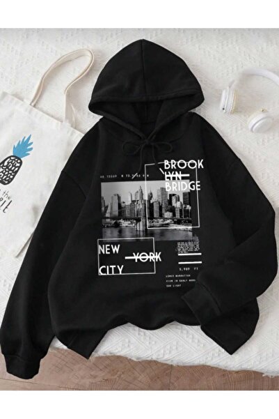 Hunors Sportswear & Company سويت شيرت بروكلين مطبوع موديل يونيسكس من القطن بغ...