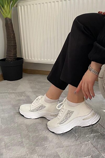 asmi shoes Women's Fabri White Knitwear Stone Sports Shoes & Sneakers