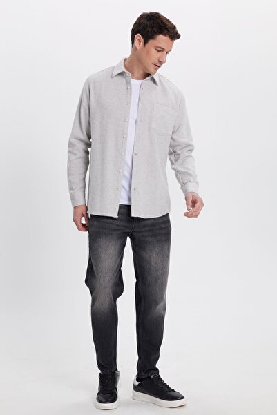 Tudors Men's Regular Fit Classic Cut Straight Pocket Dark Gray Lumberjack Shirt