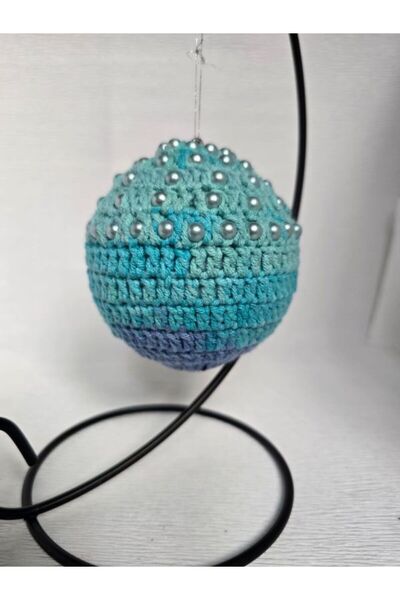 Amma Design Hand-crocheted globe on polystyrene base, 9x9 cm