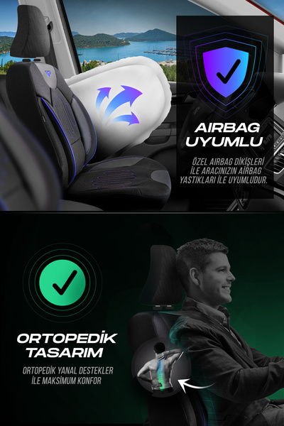 Panda Kılıf Panda Vibe Series Linen Fabric Car Seat Cover - Full Set