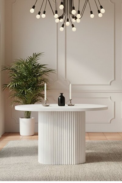 Woodenbend Mirla Beyaz Ahşap 80x130 cm Oval Yemek Masası – Bohem & İskandinav...