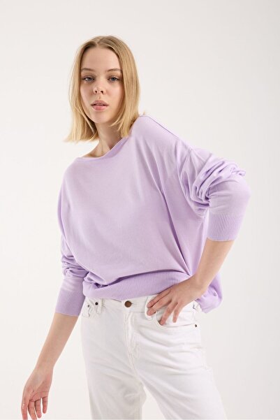 sumoda سترة نسائية محبوكة ذات ملمس ناعم وياقة قارب وظهر منخفض وتصميم أساسي