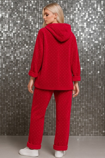 LaraLisa Women's Top and Bottom Set with Stone Zipper