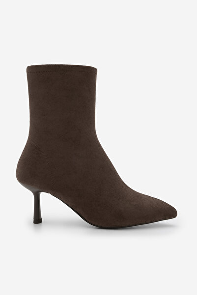 Marjin Γυναικείες μπότες με τακούνι με μυτερή μύτη και τακούνι κλασικές καθημερινές μπότες Tepon καφέ σουέτ