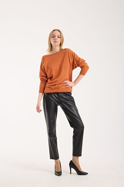 sumoda Women's Knitwear Sweater Soft Texture Boat Neck Backless Basic