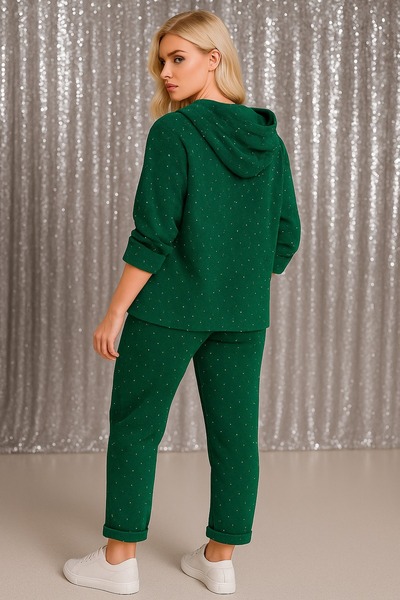 LaraLisa Women's Top and Bottom Set with Stone Zipper