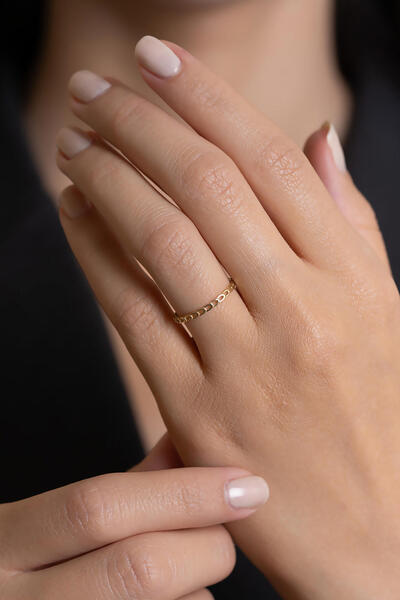 Bayar Gold 14 Ayar Altın Yarımtur Zarif Gurmet Yüzük