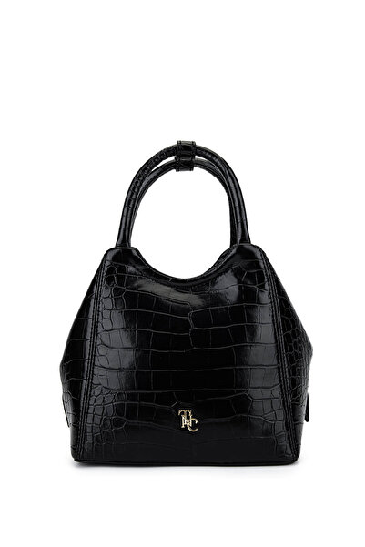 Tamer Tanca Kadın Suni Deri Siyah Kroko Kol Çantası