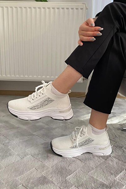 asmi shoes Women's Fabri White Knitwear Stone Sports Shoes & Sneakers