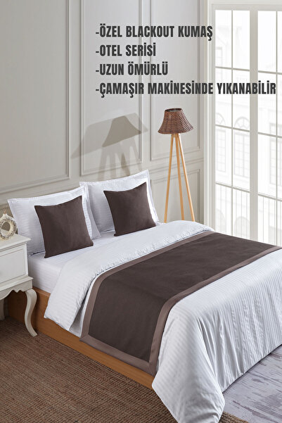 VAROL 70X250 Bed Runner (Runner) and 2 Pieces 45X45 Throw Pillow Set – Hotel Concept Luxury Decorative Set