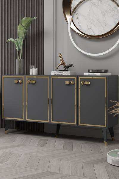 DEMONTE DECOR 8223-64DD KB150 KONSOL,TV ÜNİTESİ ANTRASİT-ALTIN