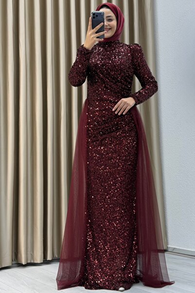 Matik Abiyem فستان سهرة من الترتر والتول