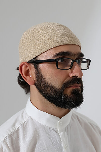 ihvan online Χειμερινό βελούδινο καπέλο με απλό σχέδιο - κρεμ