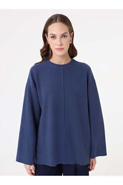 Benin Oversized Sweatshirt with Stitching Detail - Dark Night -