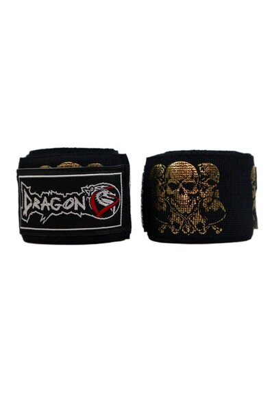 Dragondo 83831 Skull Gold 3,5 Metre Bandaj Gold Kuru Kafalı Boks Bandajı