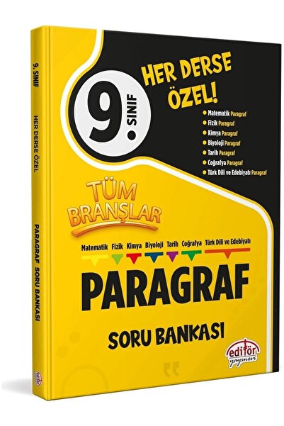 Editör Yayınevi 9. Sınıf Tüm Branşlar Paragraf Soru Bankası Editör Yayınları