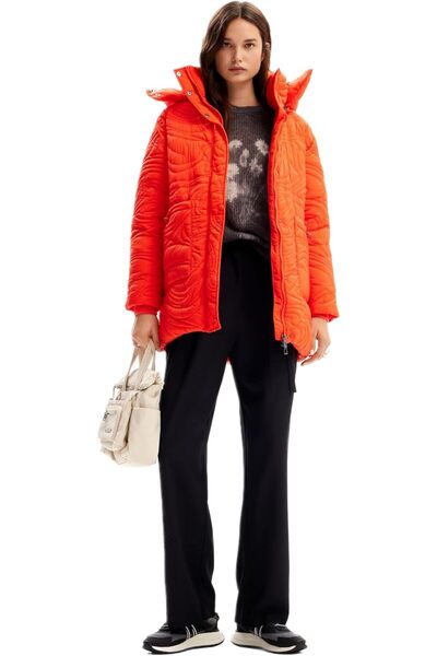 Desi Women Woven Padded Long Coat