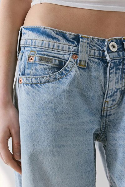 september island Dolores Ice Blue Blue Color Low Waist Jeans Pants