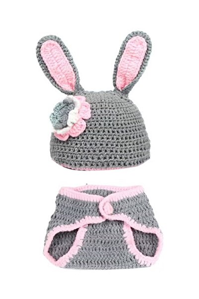 Generic Crocheted bunny-shaped baby photoshoot outfit