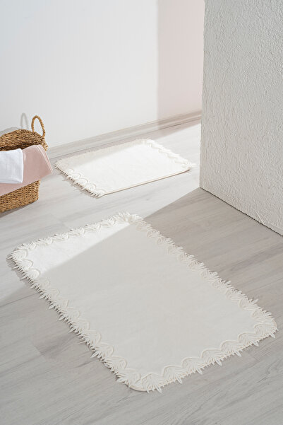 Rivaİstanbul Σετ Πατάκια Μπάνιου & Τουαλέτας Bella Ecru 2 τεμαχίων που πλένονται