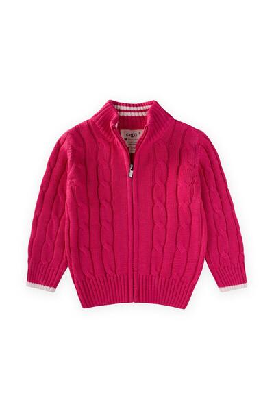 Cigit كارديجان تريكو للشعر من عمر 2 إلى 11 سنة باللون الفوشيا