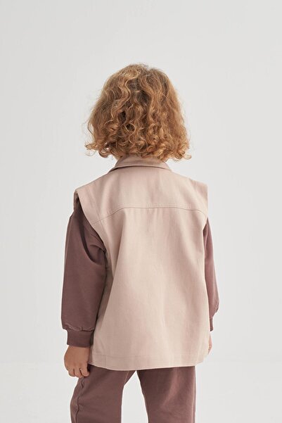 Cigit Gabardine Vest 2-7 Years Beige