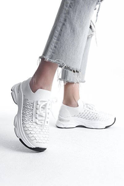 asmi shoes Women's Rocco White Knitwear Stone Sports Shoes & Sneakers