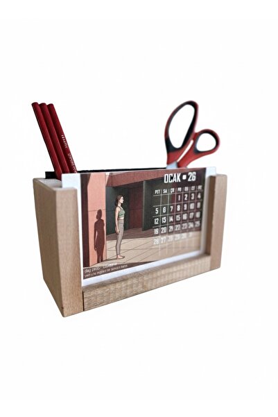 KAVSA Yoga Temalı Takvimli Ahşap Kalemlik