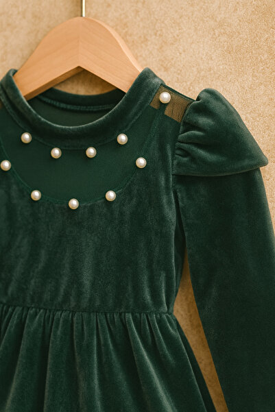 SETTY KOOP Girls’ Christmas Velvet Dress with Pearl Details – Holiday Party Outfit rochie Crăciun fetițe