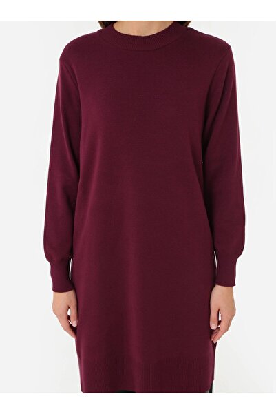 Refka Long Knit Tunic with Crew Neck - Murdum -