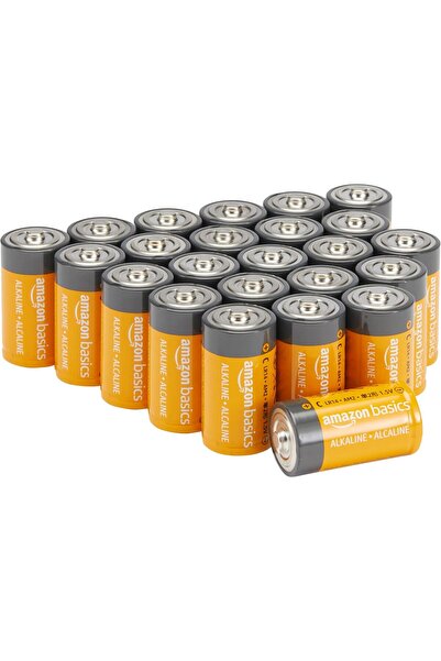 Amazon basics عبوة من 24 بطارية قلوية متعددة الأغراض من النوع C، مدة صلاحية ت...