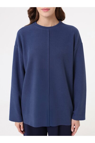 Benin Oversized Sweatshirt with Stitching Detail - Dark Night -