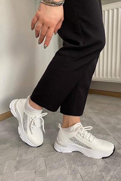 asmi shoes Women's Fabri White Knitwear Stone Sports Shoes & Sneakers