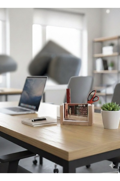 KAVSA Yoga Temalı Takvimli Ahşap Kalemlik