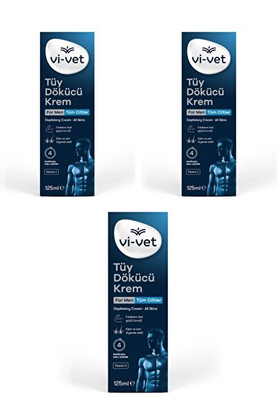 Vi-vet Tüy Dökücü Krem For Men 125ml × 3 Adet