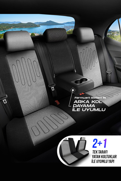 Panda Kılıf Panda Vibe Series Linen Fabric Car Seat Cover - Full Set