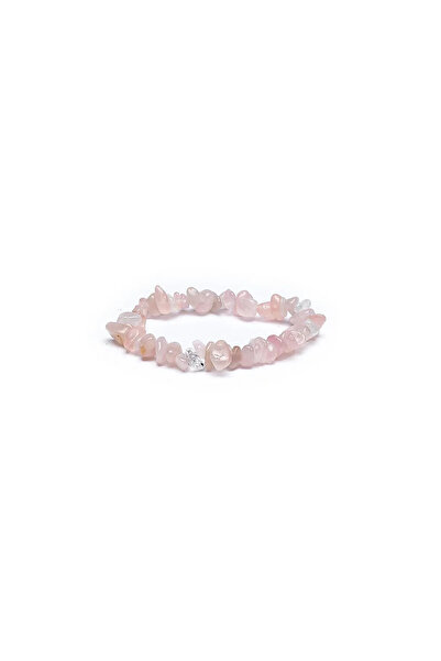 Bracelet Elastic bracelet with rose quartz chips -- ±0.7cm